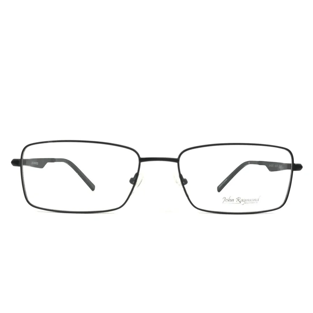 John Raymond Eyeglasses Frames JR-02063 BLOCK Black Rectangle Wire Rim 60-19-150
